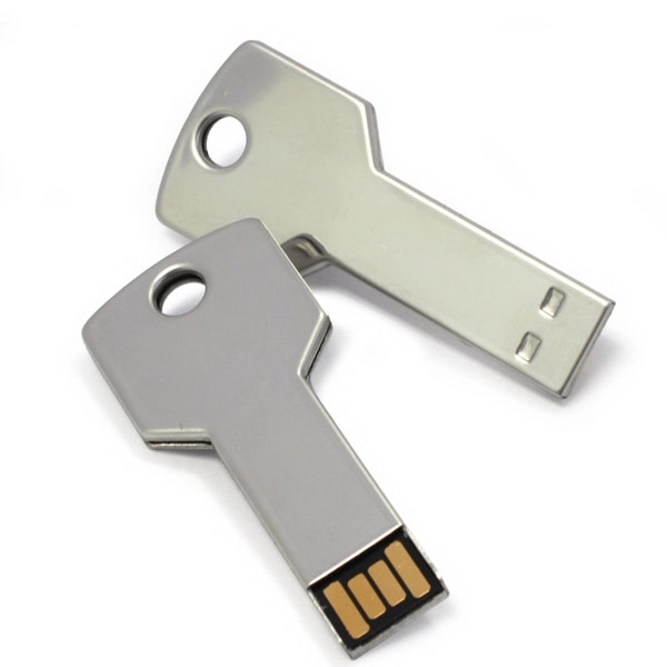 Silver USB drive that's shaped like a key and offered in... from ASI 63776 KTI Networks Inc / KTI Promo