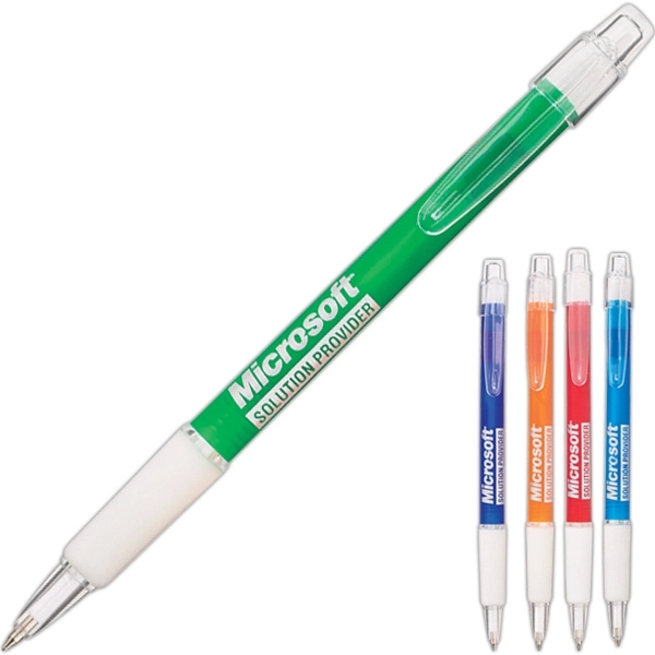 Push action translucent plastic pen.... from ASI 42920 Busrel Inc