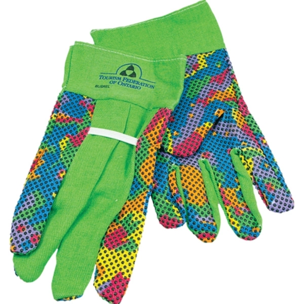 Bright multi-colored cotton work gloves.... from ASI 42920 Busrel Inc