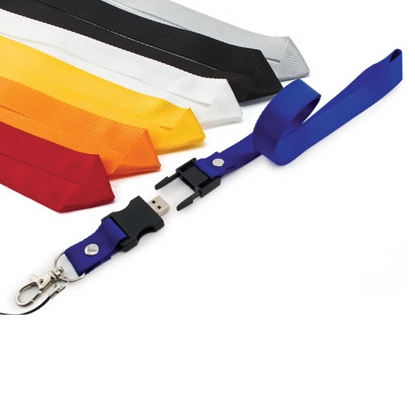 USB drive on a nylon neck lanyard that are both imprintable;... from ASI 63776 KTI Networks Inc / KTI Promo