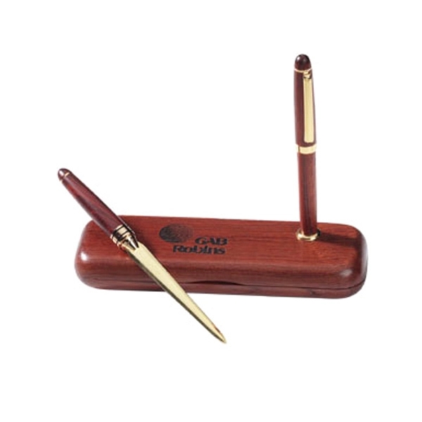 Rosewood pen and letter opener set with built-in pen stand.... from ASI 88156 Solid Dimensions Inc / Solid Dimensions Line
