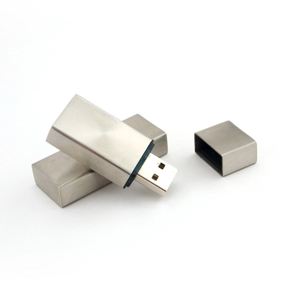 Silver metal USB flash drive that's offered in multiple capacities.... from ASI 63776 KTI Networks Inc / KTI Promo