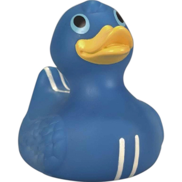 Rubber "racing stripes" designed duck, squeaking toy, balanced for floating.... from ASI 31977 Adline Industries Inc