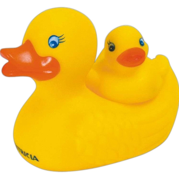 Squeaking 2-pc set rubber duck with duckling, balanced for floating.... from ASI 31977 Adline Industries Inc