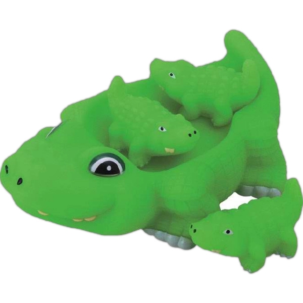 Green rubber alligator family with mother and 3 babies squeaking toy.... from ASI 31977 Adline Industries Inc