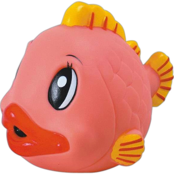 Squeaking pink rubber gold fish toy with yellow fins.... from ASI 31977 Adline Industries Inc