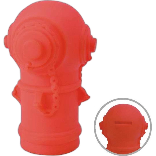 Rubber red fire hydrant shaped coin bank toy with slot for... from ASI 31977 Adline Industries Inc