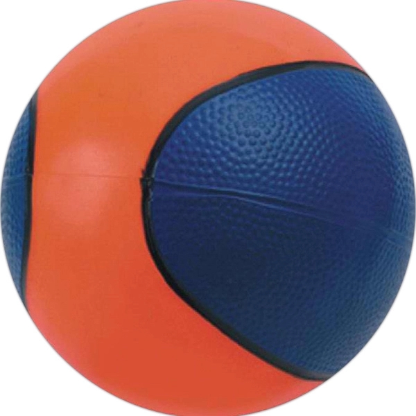 Rubber bouncing blue and orange basketball with black markings.... from ASI 31977 Adline Industries Inc