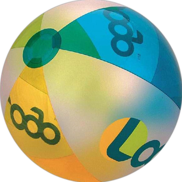 Inflatable alternating translucent lime green-orange-teal colored panel beach ball.... from ASI 31977 Adline Industries Inc
