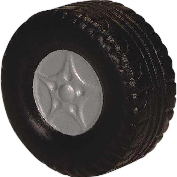 Black tire shaped stress reliever with silver markings.... from ASI 31977 Adline Industries Inc