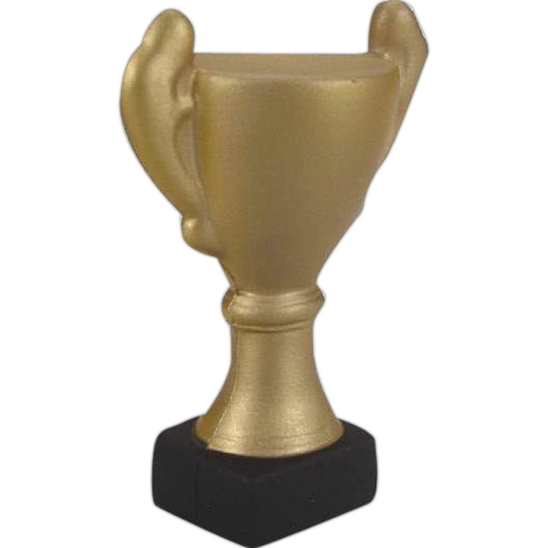 Gold trophy shaped stress reliever with black stand.... from ASI 31977 Adline Industries Inc