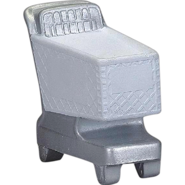 White shopping cart shaped stress reliever with silver markings.... from ASI 31977 Adline Industries Inc