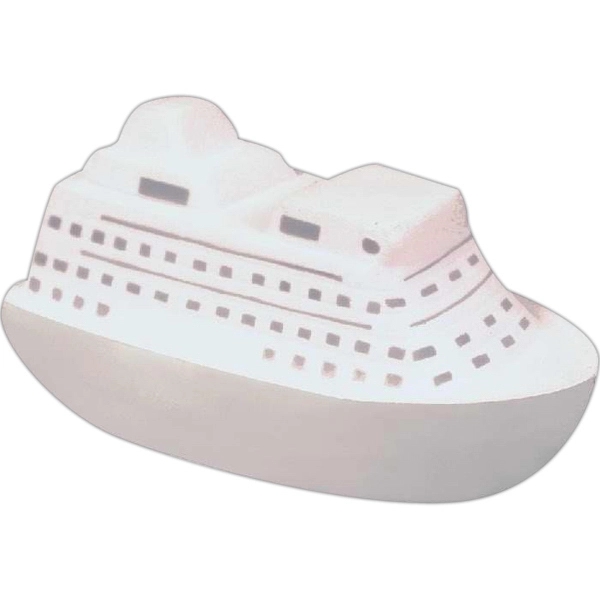 White cruise ship shaped stress reliever with gray markings.... from ASI 31977 Adline Industries Inc