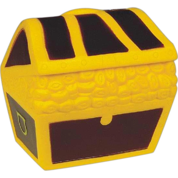 Yellow treasure chest stress reliever with brown markings.... from ASI 31977 Adline Industries Inc