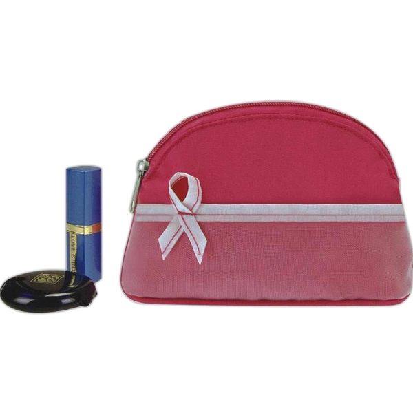 Pink ribbon cosmetic bag to promote "Breast Cancer Awareness".... from ASI 31977 Adline Industries Inc