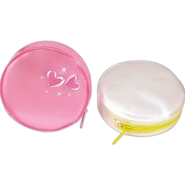 Petite circular shaped frosted vinyl zippered bag, small to fit in... from ASI 31977 Adline Industries Inc
