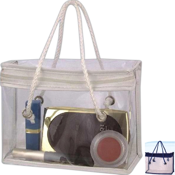 Zippered tote cosmetic bag with colored handles and trim.... from ASI 31977 Adline Industries Inc