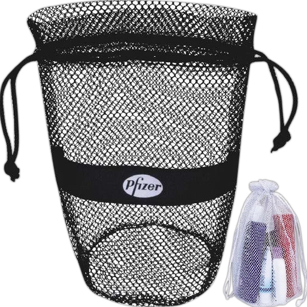 Medium mesh drawstring bag with vinyl bottom.... from ASI 31977 Adline Industries Inc