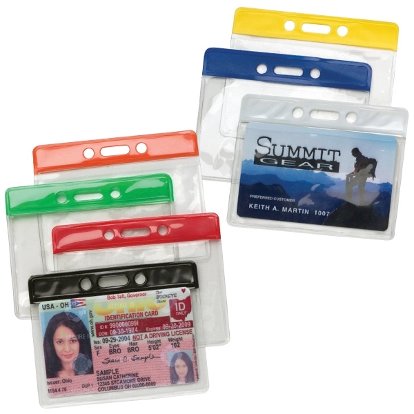Clear vinyl horizontal card holder with colored top. Blank.... from ASI 49470 DEVARA