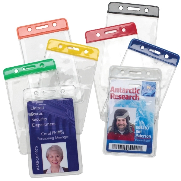 Clear vinyl vertical card holder with colored top. Blank.... from ASI 49470 DEVARA