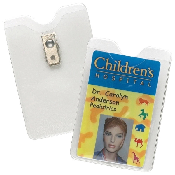 Clear vinyl vertical badge holder with bulldog clip. Blank.... from ASI 49470 DEVARA