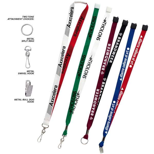Two tone lanyard with choice of attachment, 1".... from ASI 49470 DEVARA
