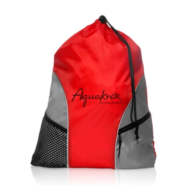 16" x 18.5" drawstring backpack made of polyester and mesh.... from ASI 39552 BEL Promo