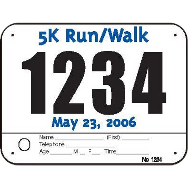 Pin on number with 1 custom tag, rounded corners and black... from ASI 37235 The Athletic Line
