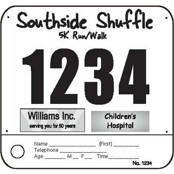 Pin on number with rounded corners and one custom finish tag.... from ASI 37235 The Athletic Line