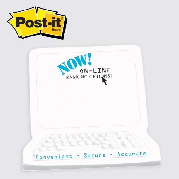 Post It  - Die cut note. Computer (Laptop 2), large... from ASI 91240 3M/Promotional Markets Dept