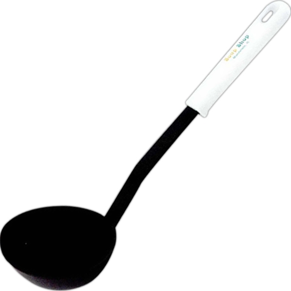 12" x 4" black soup ladle with sturdy white handle.... from ASI 62190 Illini / Illini