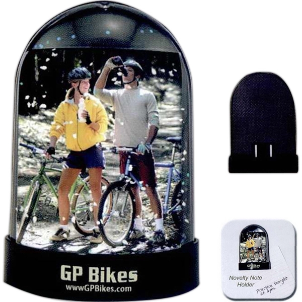 Magnetic snow globe note holder with photo insert with snap-in full-magnet... from ASI 62190 Illini