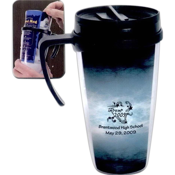 Clear 12 oz. travel mug with black lid and handle.... from ASI 62190 Illini
