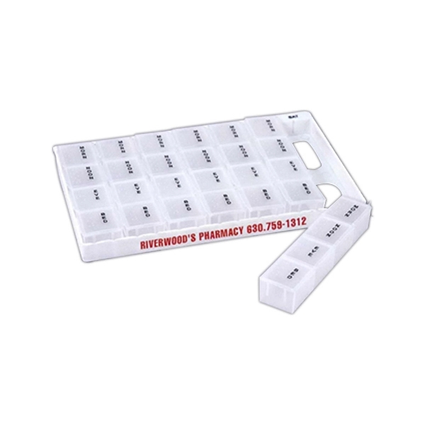7-day, 28-slot pill bottle with 4 compartments for each day of... from ASI 62190 Illini