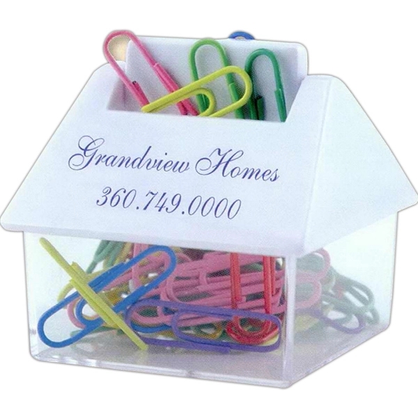 House shaped paper clip dispenser with approximately 20 clips in assorted... from ASI 62190 Illini
