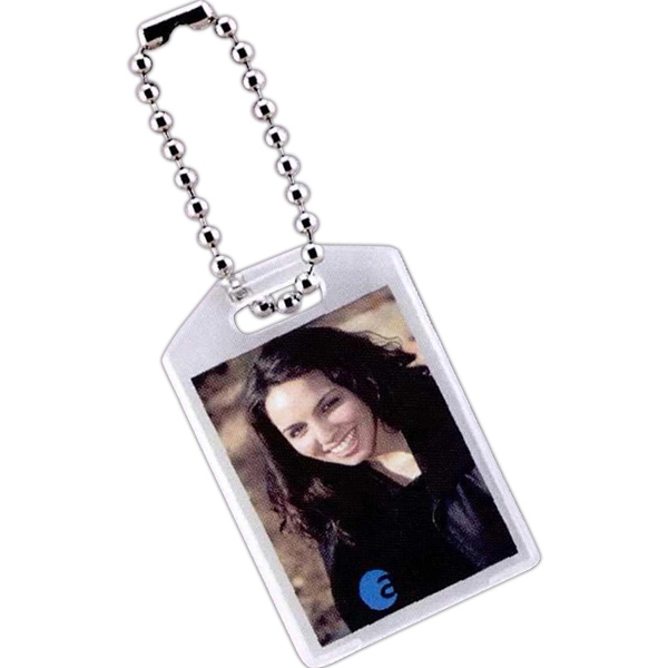 Slip-in key tag with chain with two photo insert areas of... from ASI 62190 Illini