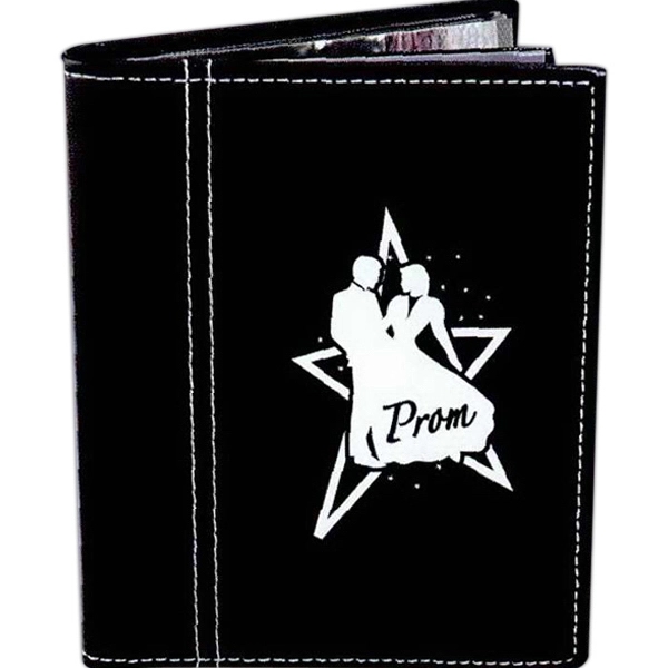 Black photo album with white stitching and room for 24- 4"x6"... from ASI 62190 Illini