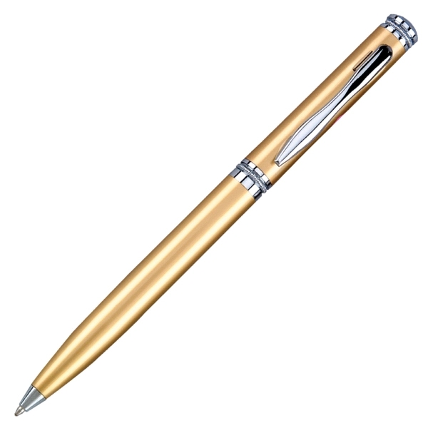 Twist action ballpoint pen with solid brass barrel and shiny chrome... from ASI 79535 Primetime / Primetime
