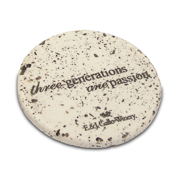 Round travertine coaster, 4" diameter x 1/4".... from ASI 89860 StoneyCreek / StoneyCreek®