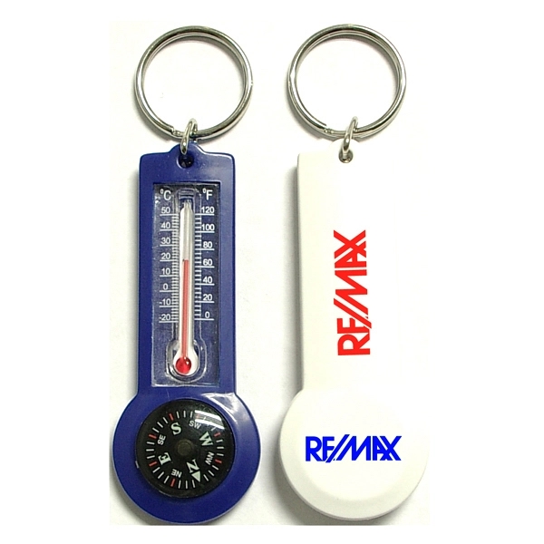 Durable compass and thermometer keychain.... from ASI 74585 Nu Promo International / Nu Promo Line