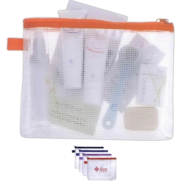 Gridded transparent accessories pouch with colored zipper.... from ASI 34800 Alstar Creations / Alstar Line