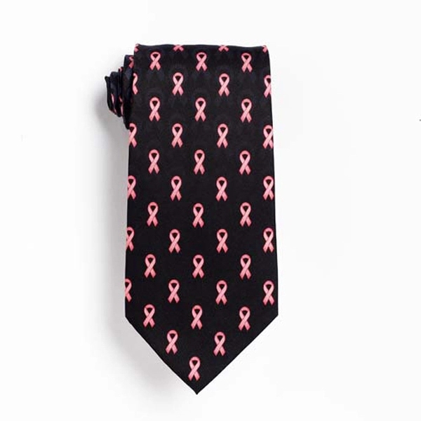 Pink ribbon silk wet dye silk tie on a black ground.... from ASI 98085 Wolfmark