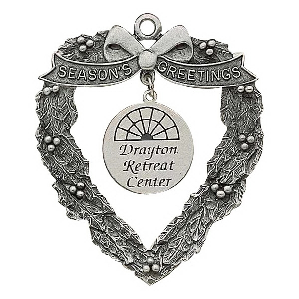 Heart Wreath with silk screen dangle MC Design ornament with cord.... from ASI 69240 MasterCast LTD / MasterCast