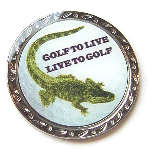 Golf clip ball marker with alligator design and silver outer edge... from ASI 57853 Gotta Have Products / Gotta Have Products