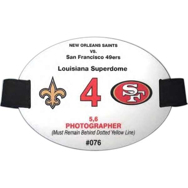 Sports event oval armbadge with elastic strap, 5.75" x 4.25", 30-mil... from ASI 47204 CredentialExpress / CredentialExpress