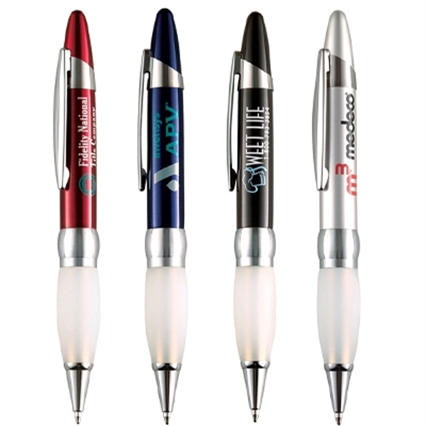 Twist action heavyweight ballpoint pen with frosted comfort rubber grip.... from ASI 31517 Admart Products / Admart Line