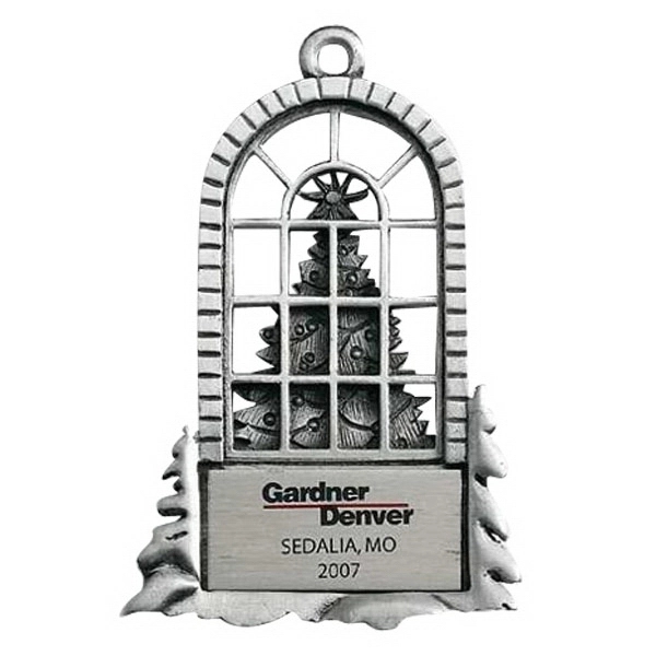 Window with tree MC Design ornament with cord and antique pewter... from ASI 69240 MasterCast LTD / MasterCast