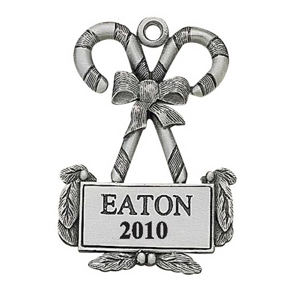 Candy Canes MC Design ornament with cord and antique pewter finish.... from ASI 69240 MasterCast LTD / MasterCast