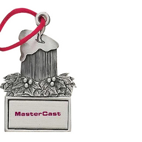 Candle with Holly MC Design ornament with cord and antique pewter... from ASI 69240 MasterCast LTD / MasterCast
