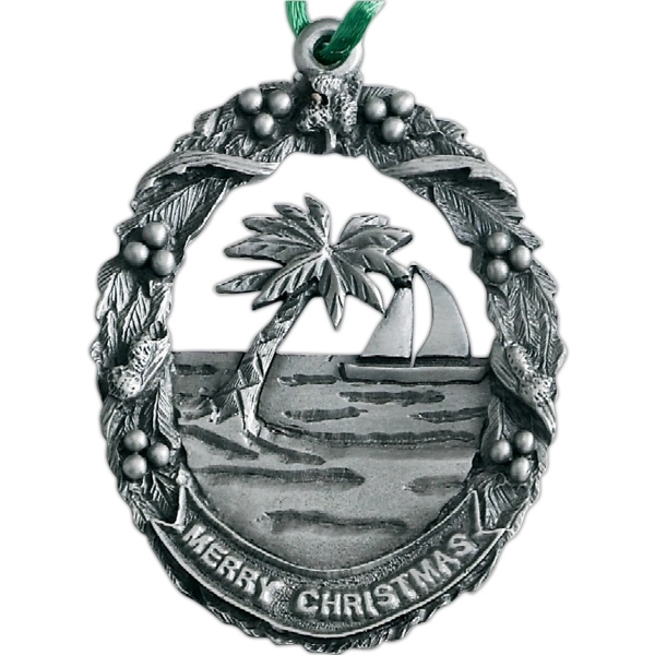 Antique pewter finish MK design cast ornament with cord. Blank.... from ASI 68760 Marken Industries / Marken